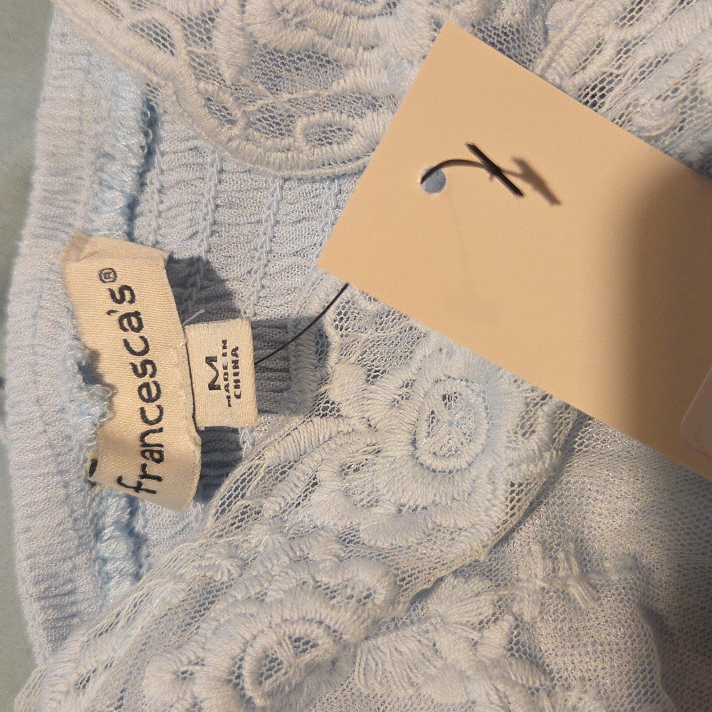 Francesca's Collections Light Blue Lace Tank Top - Picture 2 of 3